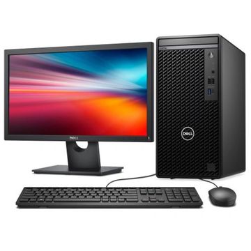 Dell desktop computer setup with monitor, keyboard, and mouse.