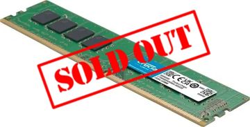 A Crucial brand computer RAM module with memory chips and connectors.