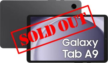 Samsung Galaxy Tab A9 tablet shown from front and back.