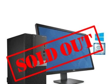 Dell desktop computer with monitor and Intel Core i5 8th Gen processor.