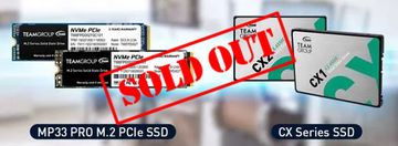 TeamGroup MP33 PRO M.2 PCIe SSD and CX Series SSD models shown.