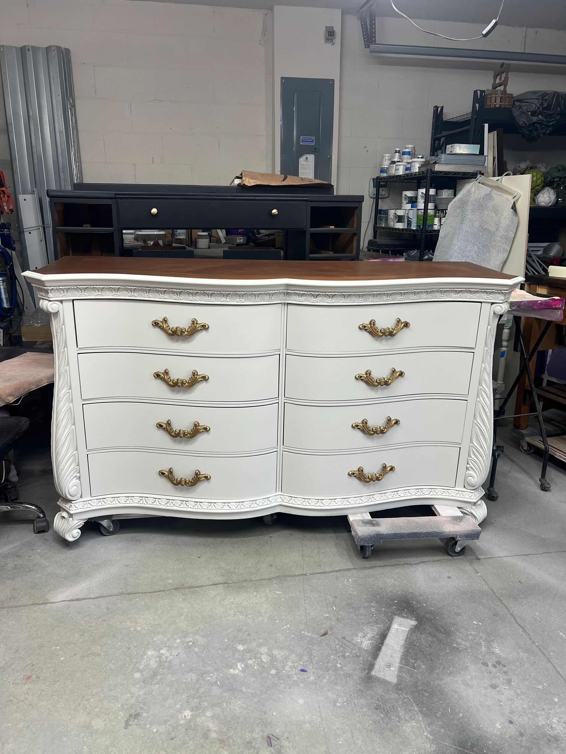 Stained top with painted bottom. Currently available at Tide and Timber Design Co in Ellenton, Fl