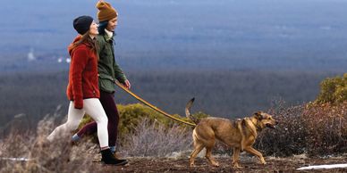 Two women walking a dog - Bark Appeal, Ruffwear