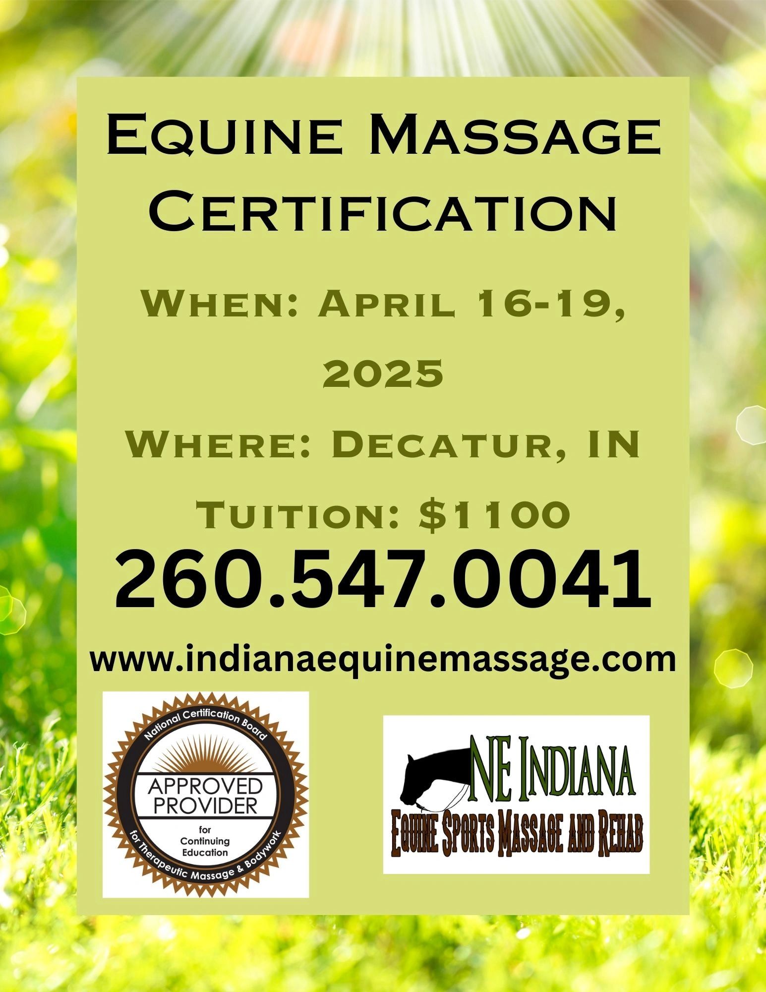 April Equine Massage Certification