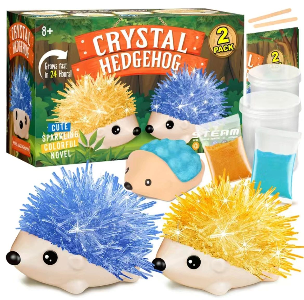 Crystal Hedgehogs - Set of 2, Grow your own Crystal Hedgehogs