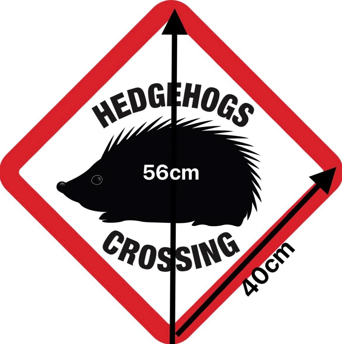 Hedgehog Warning Road Sign (Options 56cm Reflective)