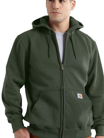 Man wearing a dark green hoodie.