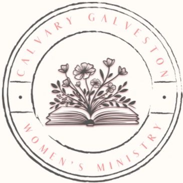 Logo with book and flowers for Calvary Galveston Women's Ministry.