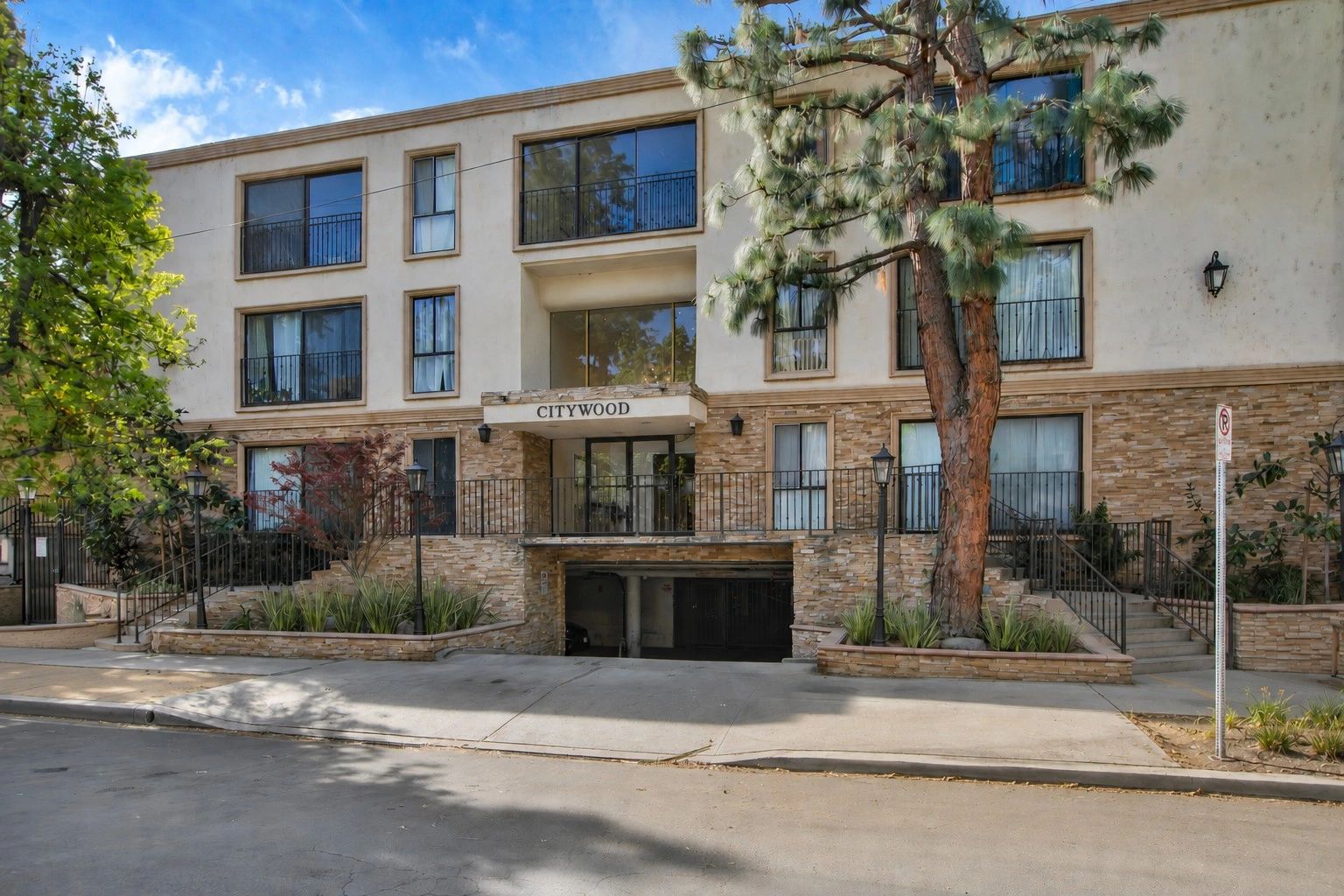 Exterior view of the Citywood apartment building.