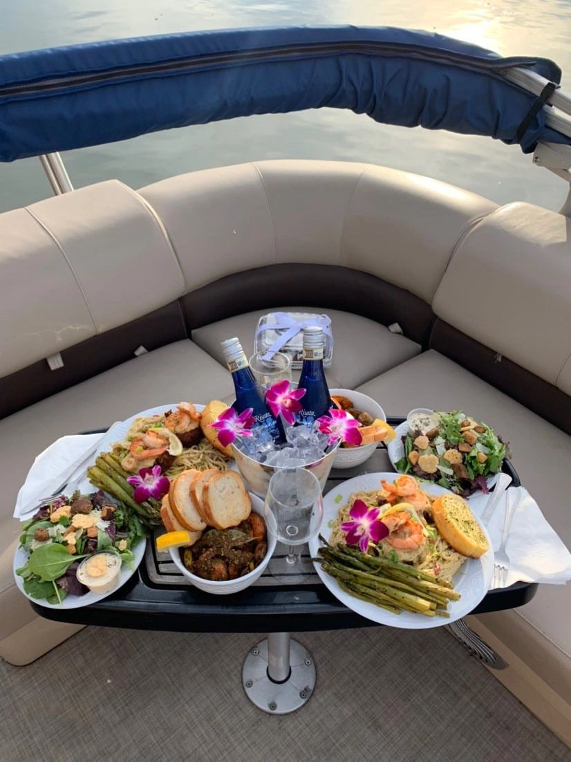 A romantic sunset dinner prepared with LOVE by our very own Chef Ash aboard Charter Nola✨