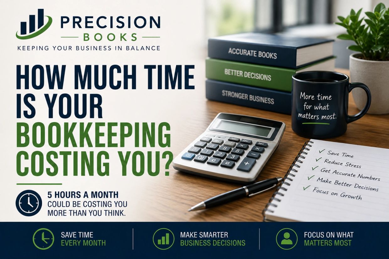 Bookkeeping time costs and benefits of Precision Books.