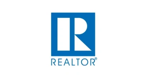 Blue and white REALTOR logo with stylized R.