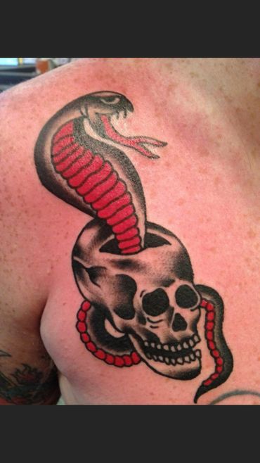 black red cobra snake American traditional tattoo walk in tattoo walk-in Columbus, GA ft Moore fort e