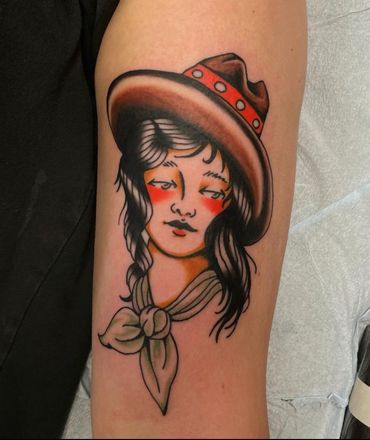 cowgirl tattoo american traditional KASEY MCGRATH western Lucky Spider 13TH STREET Columbus, GA best 