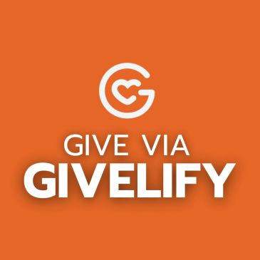 Logo of Givelify with text on orange background.