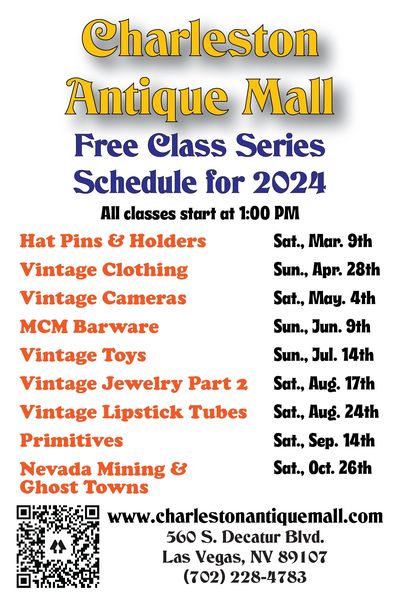 Charleston Antique Mall Free Class Series Schedule for 2024