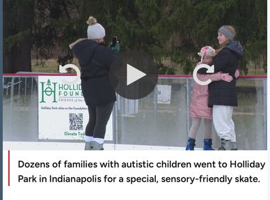 Families with autistic children enjoy sensory-friendly skating at Holliday Park in Indianapolis.