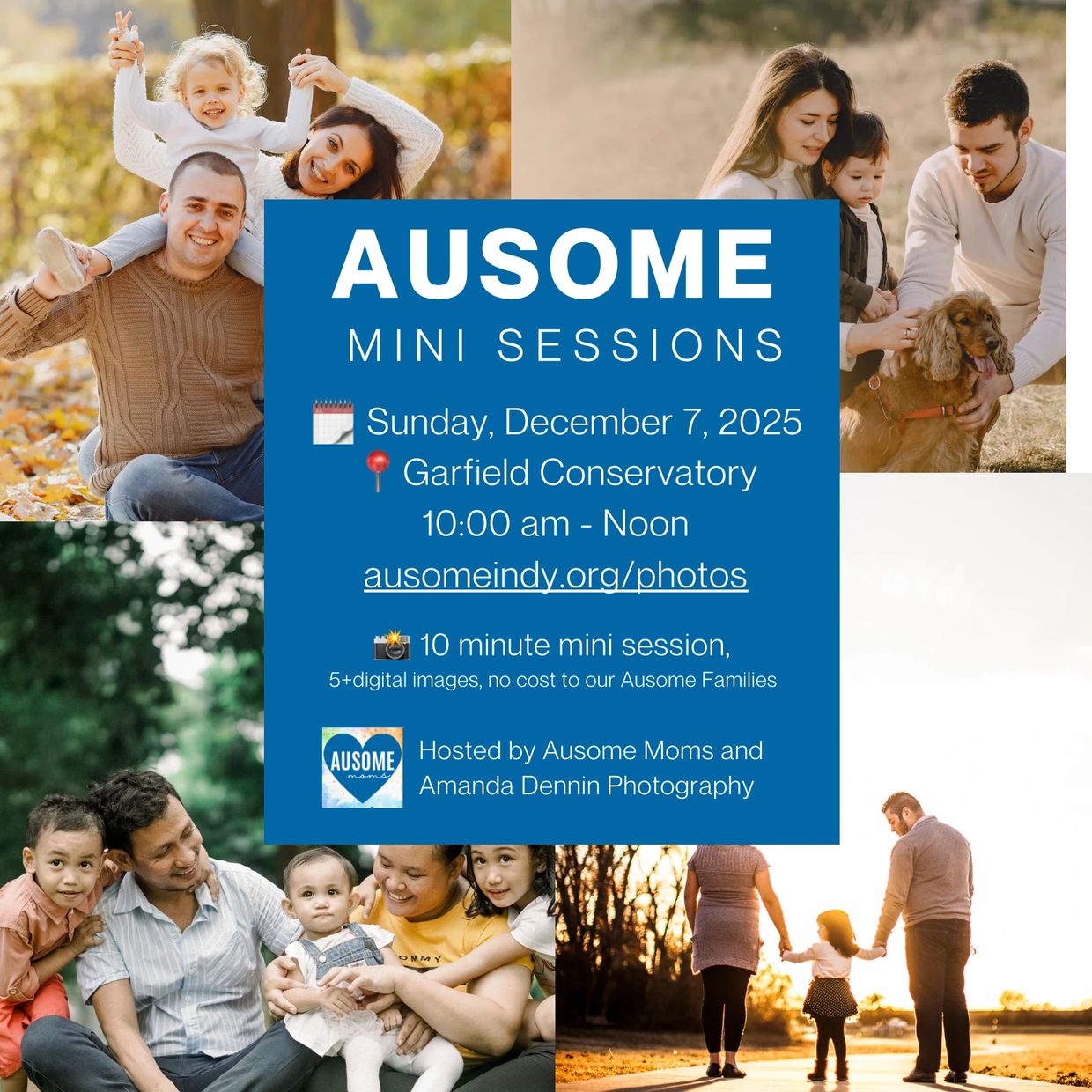 Family-focused Ausome Mini Sessions on December 7, 2025, at Garfield Conservatory.