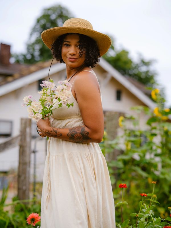Kitsap local flower farmer at Pheasant Fields in Silverdale, Washington.