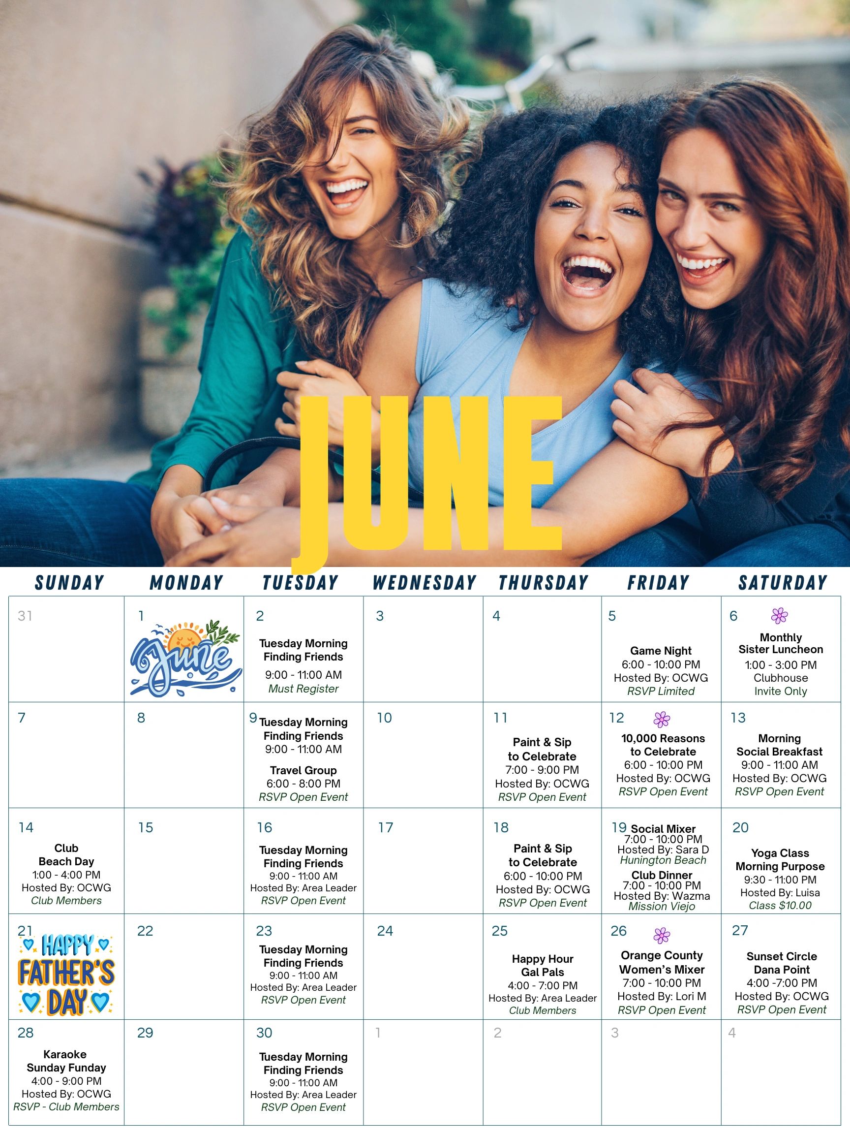 OC Women's Group June 2026 Club Calendar