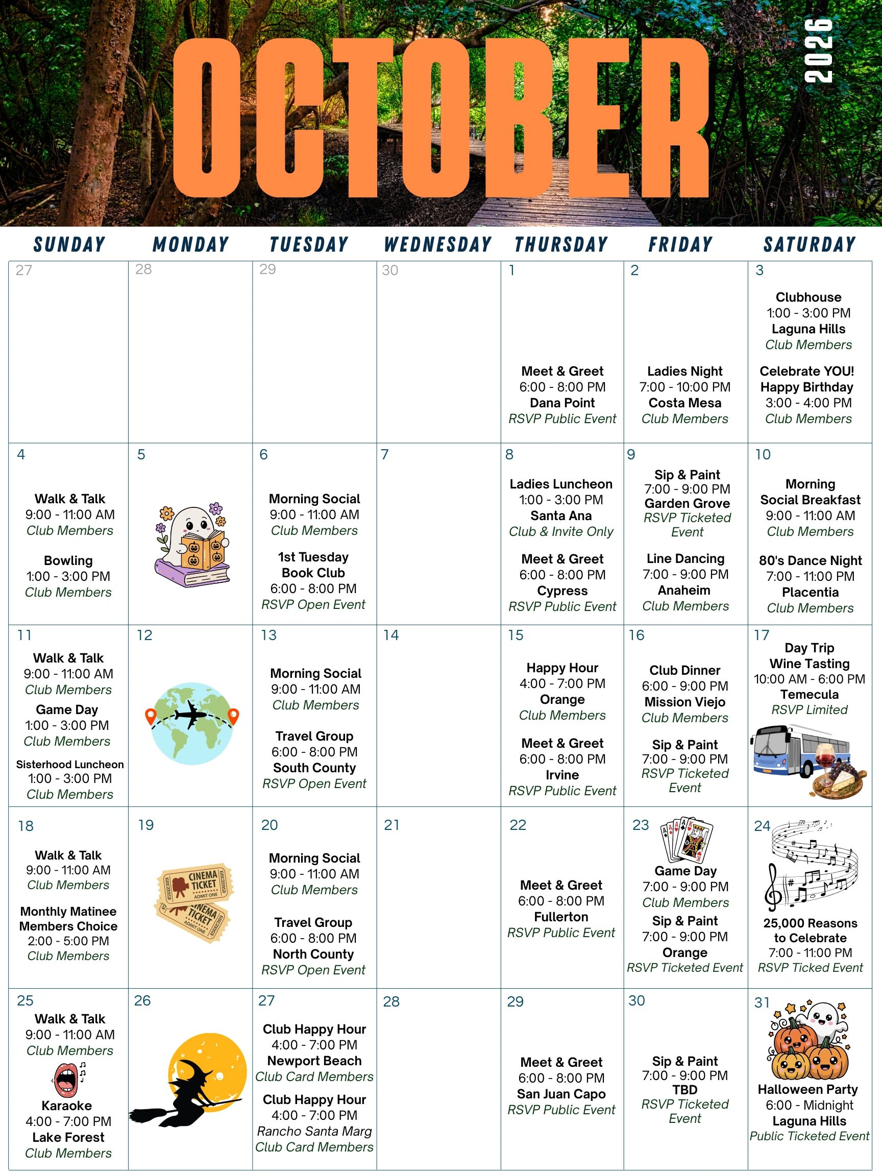 OC Women's Group September 2026 Club Calendar