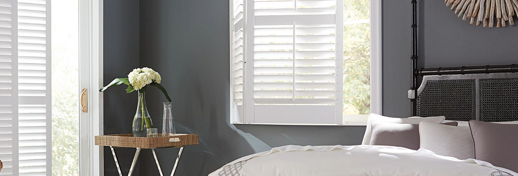 White wood shutters