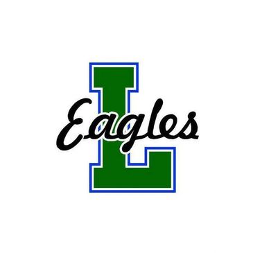 Green letter L with Eagles text overlay, outlined in blue.