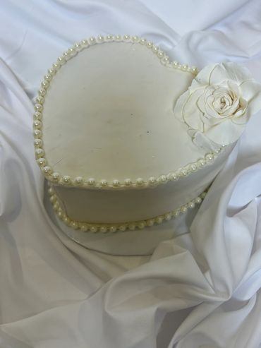 White Buttercream Heart shaped cake