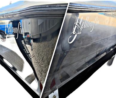 Gelcoat Oxidation Removal | Ceramic Coating Installation| Black Hull Yellowfin in Key Largo, FL