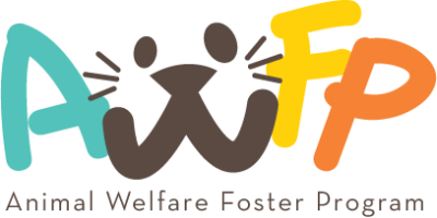 Logo for Animal Welfare Foster Program featuring playful animal face elements.