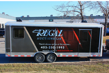 Regal Auction, Trailer Wrap, car wrap, graphic design, custom auto decals, car graphics Calgary