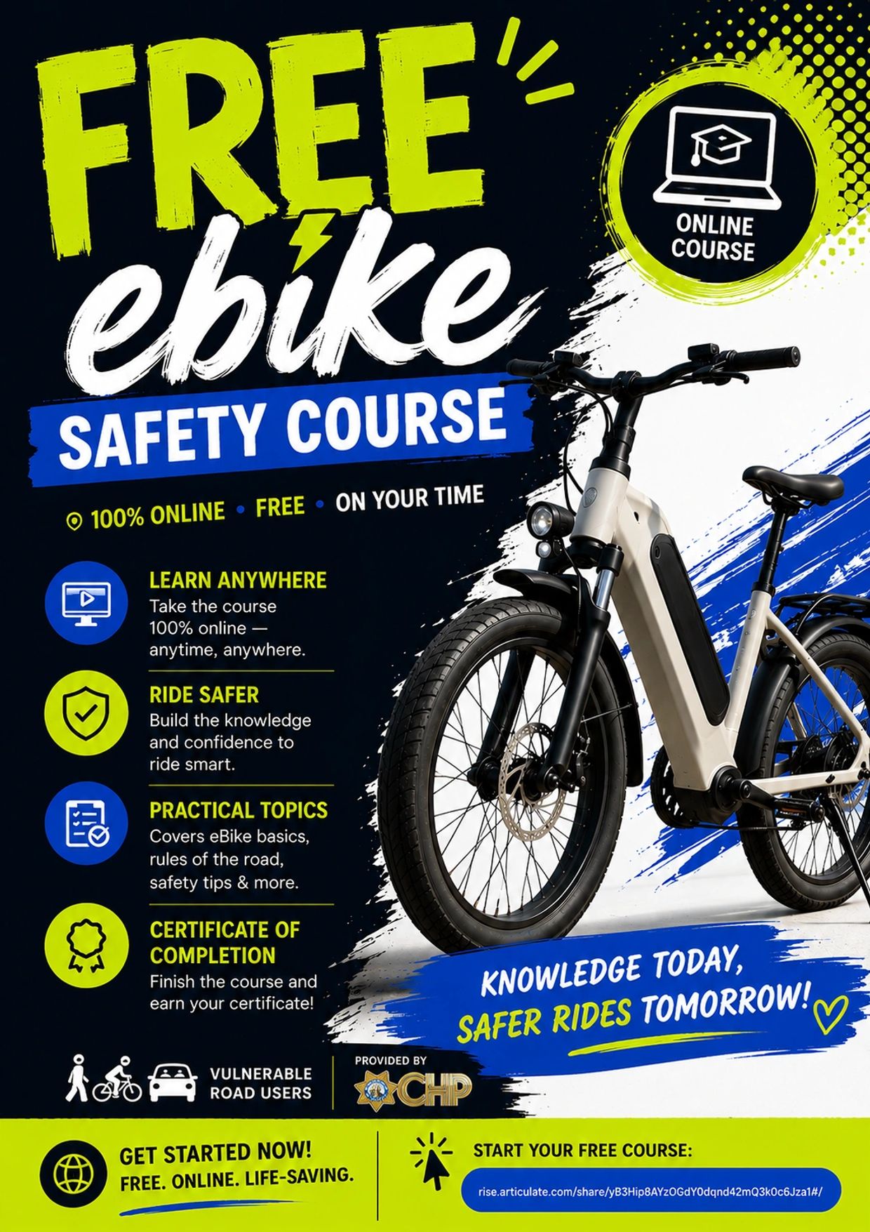 Free online eBike safety course to learn and ride safer anytime, anywhere.