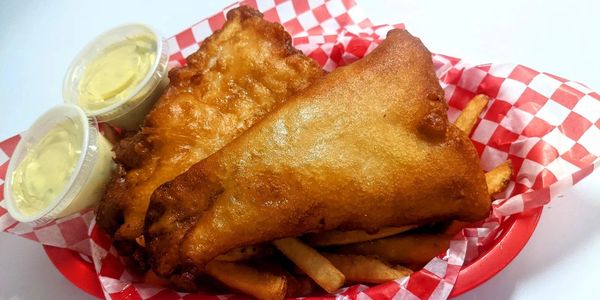 Fish & chips at the oaken barrel pub greenwood, nova scotia in the Annapolis valley. 