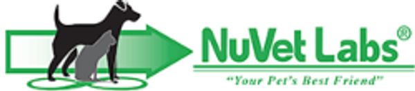 NuVet Labs logo with pet silhouettes and tagline.
