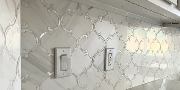 kitchen renovation project, custom white tile work, in Pasadena, TX.