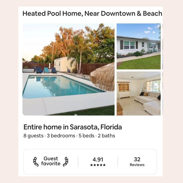 Central Sarasota Airbnb listing optimization and vacation rental consulting services for existing ho