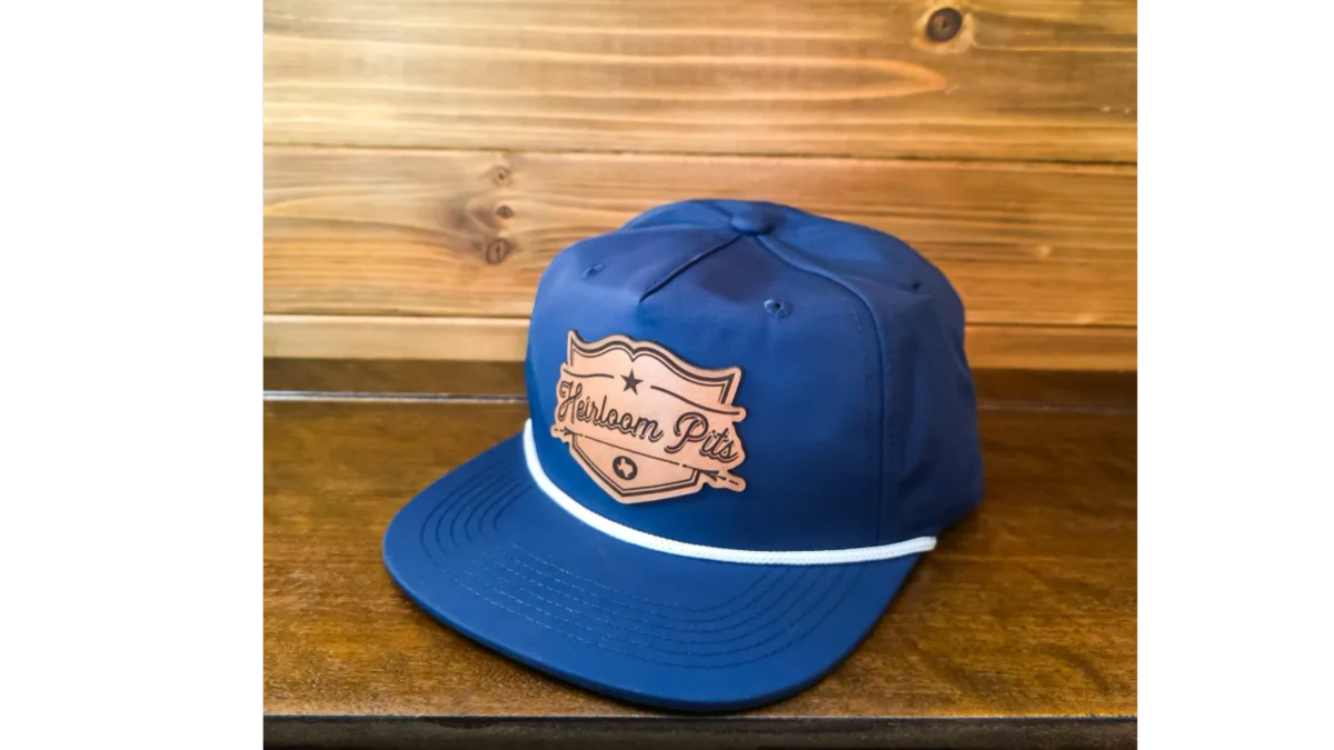 5 Panel Leather Patch Rope Hat Navy