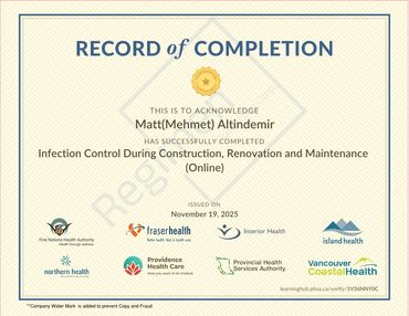 Infection  Control During Construction, Renovation and Maintenance 