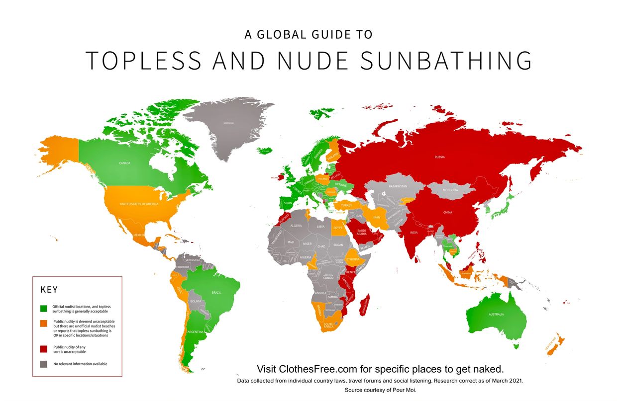 Places to get naked in the world.