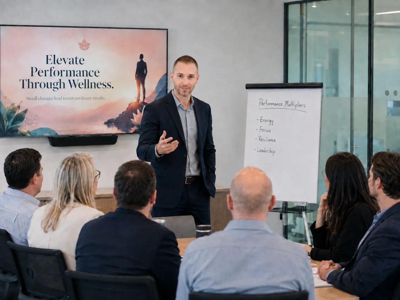 Vito Lasprugato leading a Vitality360 workplace wellness and leadership performance workshop