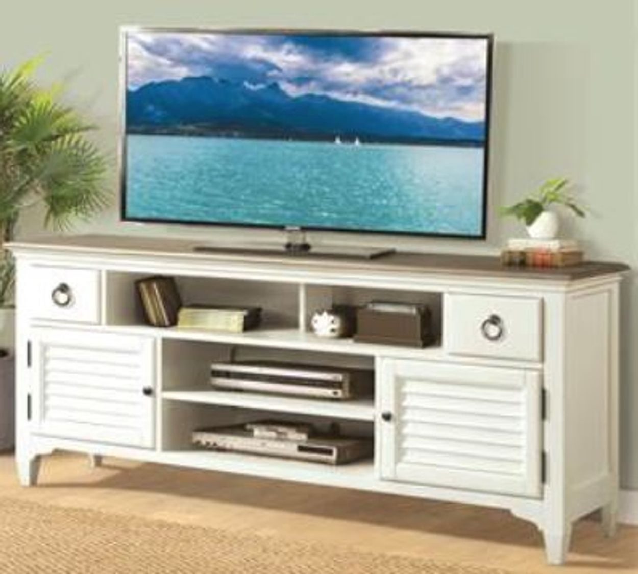 Riverside Furniture Myra White and Natural TV Console Entertainment