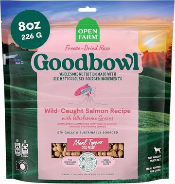 Goodbowl freeze-dried raw wild-caught salmon dog meal topper.