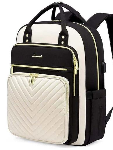 Lovevook black and white everyday and travel backpack.
