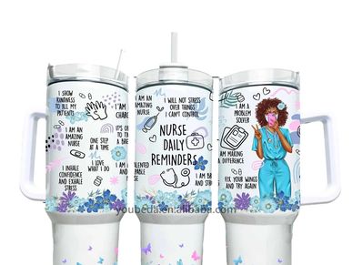 Nurse's daily reminder cup with straw. 