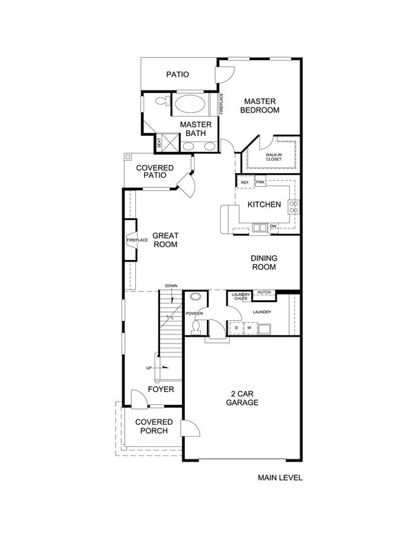 Main Floor Blueprint Plan of Two Story Town Home Plan