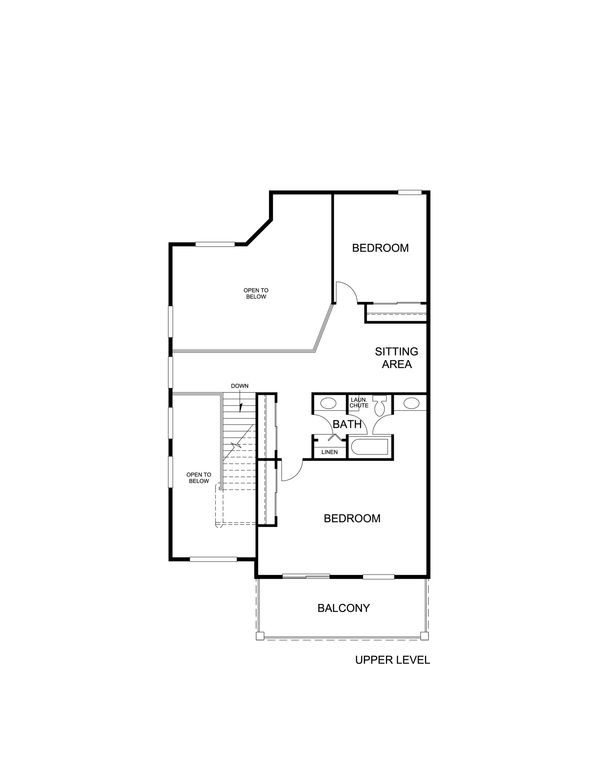 Second Floor Blueprint of Two Story Town Home Plan