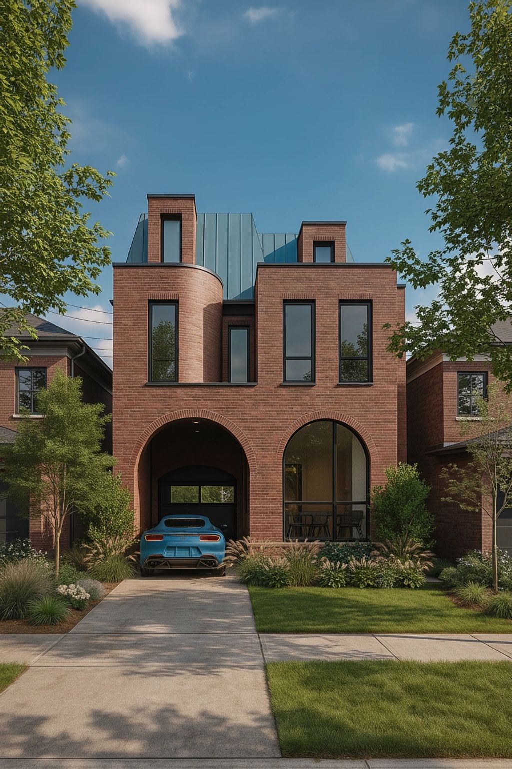 Custom Home, 3-storey Single Family Dwelling, Lawrence Park, Toronto, ON, Canada. Recessed Entrance.