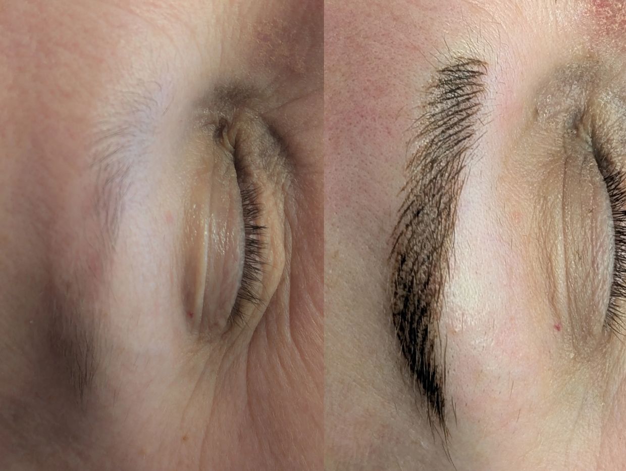 Eyebrows – strokes and shading. 