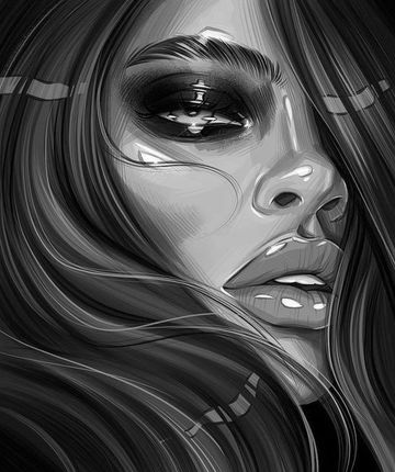 Cartoon brunette girl with blue eye