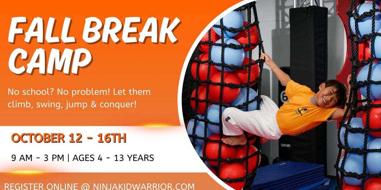 Fall break camp for kids ages 4-13 with climbing and swinging activities.
